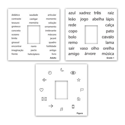 Carta de MEM com palavras/desenhos para retinoscopia