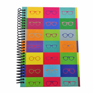 caderno pop arte óculos ótica